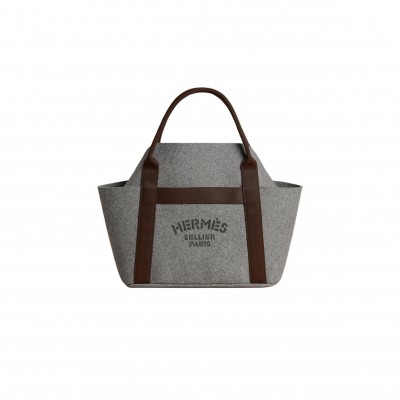 HERMES GROOM WOOL HANDBAG WOMEN'S STAINLESS STEE H007956EK1V (54*34*17.5cm)